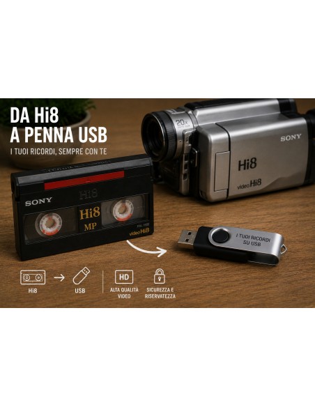 Copia Di VHS, VHS-C, Video8, Hi8 e Mini DV su chiavetta USB