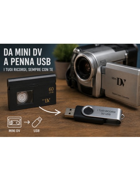 Copia Di VHS, VHS-C, Video8, Hi8 e Mini DV su chiavetta USB