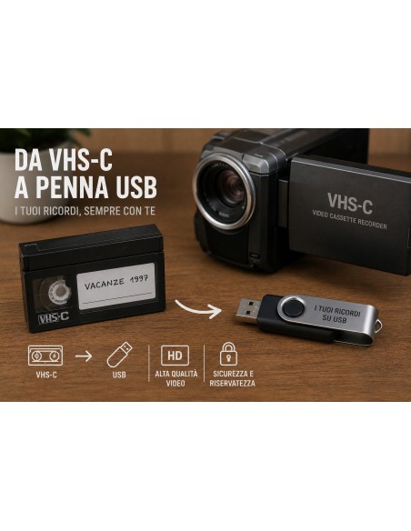 Copia Di VHS, VHS-C, Video8, Hi8 e Mini DV su chiavetta USB