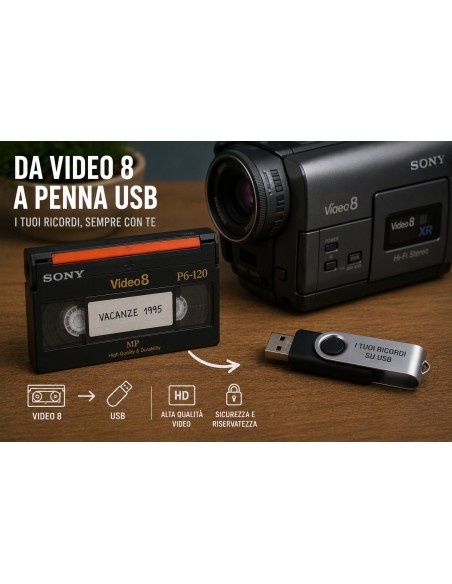 Copia Di VHS, VHS-C, Video8, Hi8 e Mini DV su chiavetta USB