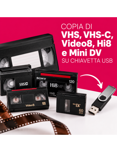 Copia Di VHS, VHS-C, Video8, Hi8 e Mini DV su chiavetta USB
